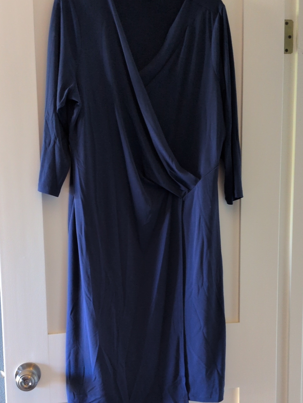 Talbots Navy Draped Wrap-Style Midi Dress